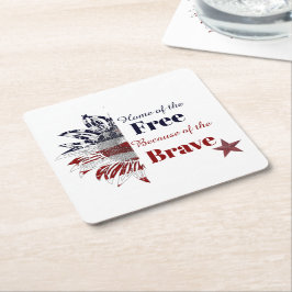 Porta-copo De Papel Quadrado Lar dos livres por causa dos corajosos,