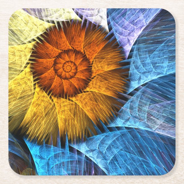 Porta-copo De Papel Quadrado Laranja Amarelo Amarelo Abstrato (Frente)