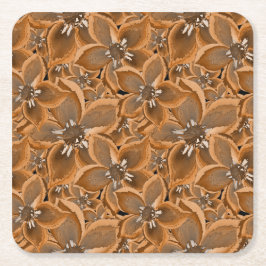 Porta-copo De Papel Quadrado Laranja, cinza, flores aquáticas.