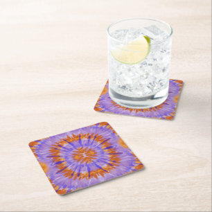 Porta-copo De Papel Quadrado Laranja e roxo