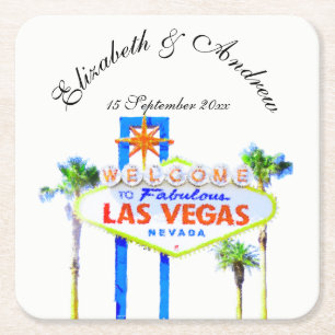 Porta-copo De Papel Quadrado Las Vegas Wedding