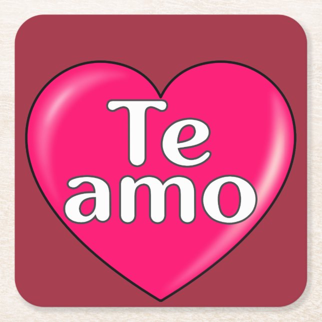 Porta-copo De Papel Quadrado Latim - Eu te amo (Frente)