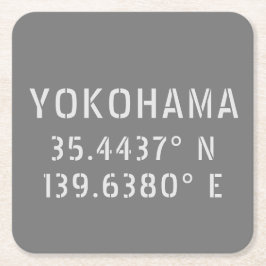 Porta-copo De Papel Quadrado Latitude e Longitude de Yokohama