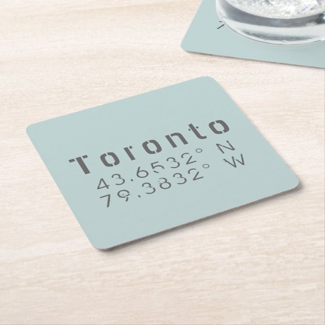 Porta-copo De Papel Quadrado Latitude Toronto e Longitude (Inclinado)