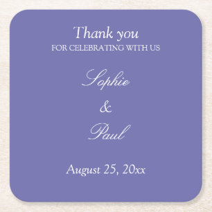 Porta-copo De Papel Quadrado Lavanda Elegante - Obrigado