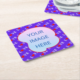 Porta-copo De Papel Quadrado Lavanda LOVE Modern Chic