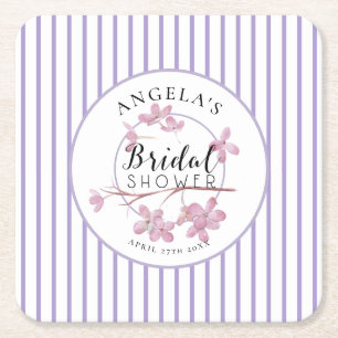Porta-copo De Papel Quadrado Lavanda Rosa Lilás Listras Chuva de Noiva 