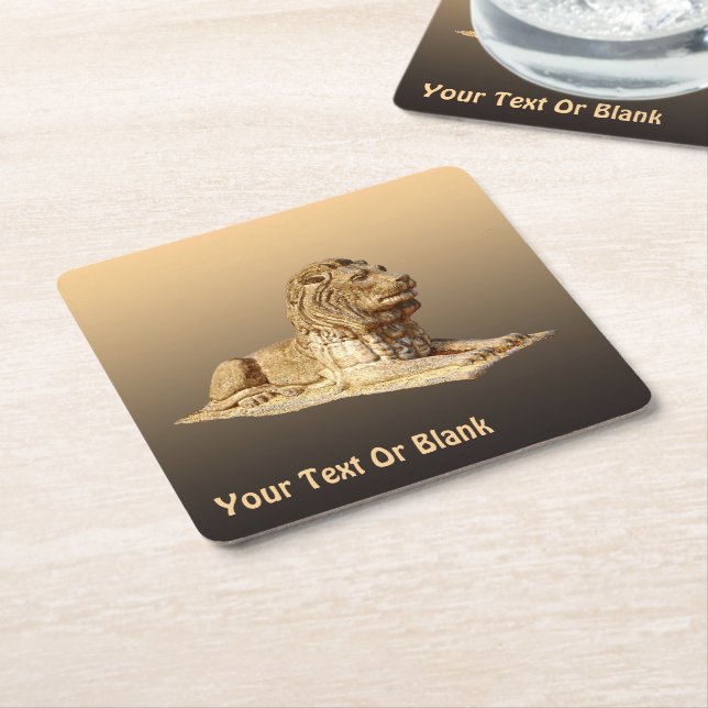 Porta-copo De Papel Quadrado Leão de pedra (Inclinado)