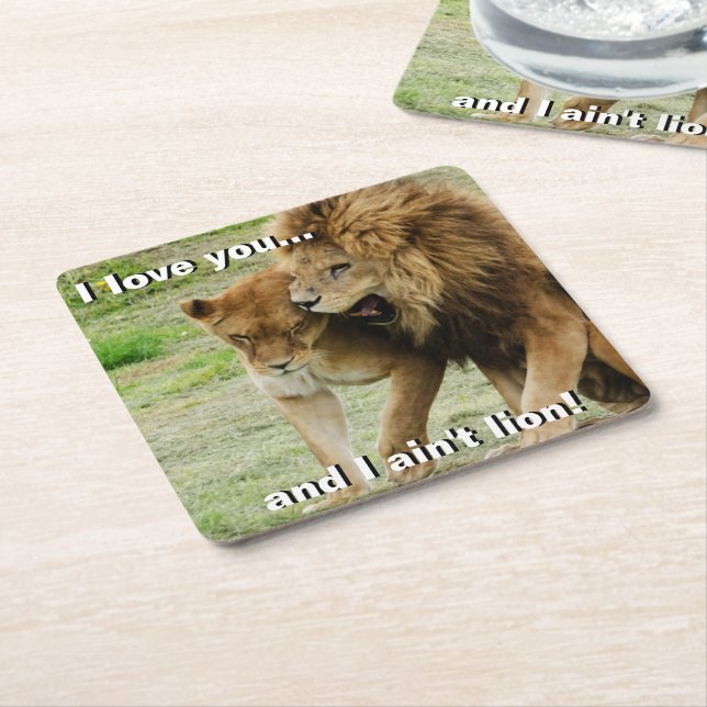 Porta-copo De Papel Quadrado Leão e Leão (Inclinado)