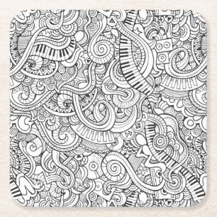Porta-copo De Papel Quadrado Legal tema musical do Piano e Teclado