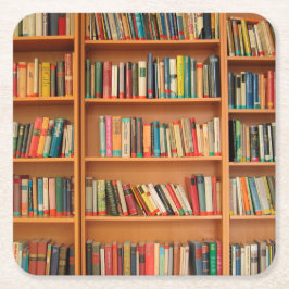 Porta-copo De Papel Quadrado Leitura do worm da biblioteca de livros da estante