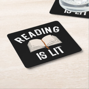 Porta-copo De Papel Quadrado Leitura é Lit - Leitura de livros de literatura -
