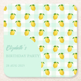 Porta-copo De Papel Quadrado Lemon Citrus Summer Birthday