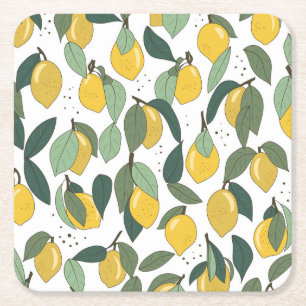Porta-copo De Papel Quadrado Lemon Tropical: Vintage Brilhante Sem Serras