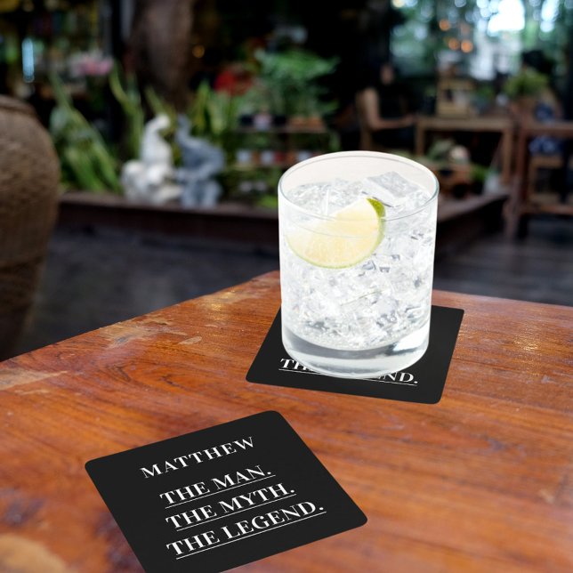 Porta-copo De Papel Quadrado Lenda do mito branco preto (Criador carregado)