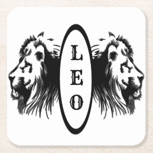 Porta-copo De Papel Quadrado Leo, o Leão Bloqueou Zodiac