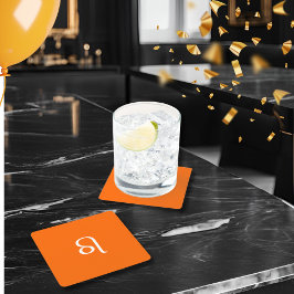 Porta-copo De Papel Quadrado Leo zodiac - laranja neon