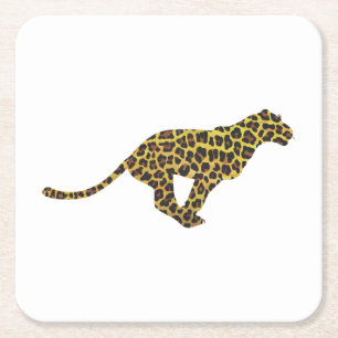 Porta-copo De Papel Quadrado Leopard Brown e Yellow Silhouette