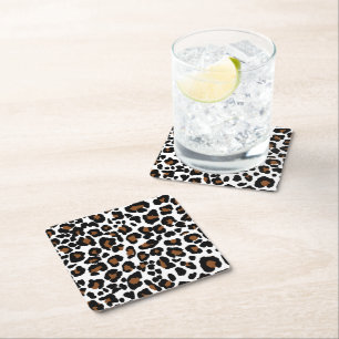 Porta-copo De Papel Quadrado Leopard Grande Impressão de Pele de Gato