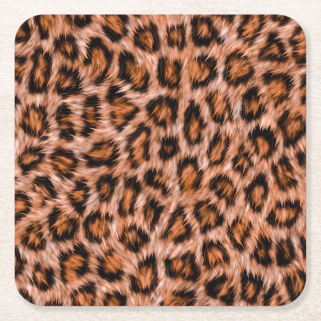 Porta-copo De Papel Quadrado Leopard Jaguar Cat Brown fur Pattern-24609 (Frente)