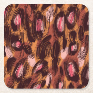 Porta-copo De Papel Quadrado Leopard Spots African Animal Standard