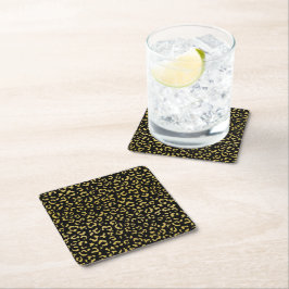 Porta-copo De Papel Quadrado Leopardo Dourado, Brilhante Dourada, Padrão-Leopar