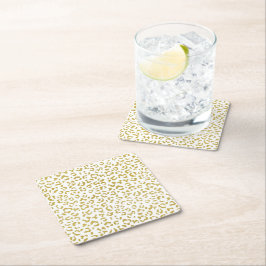 Porta-copo De Papel Quadrado Leopardo Dourado, Brilho Dourado, Impressão Leopar