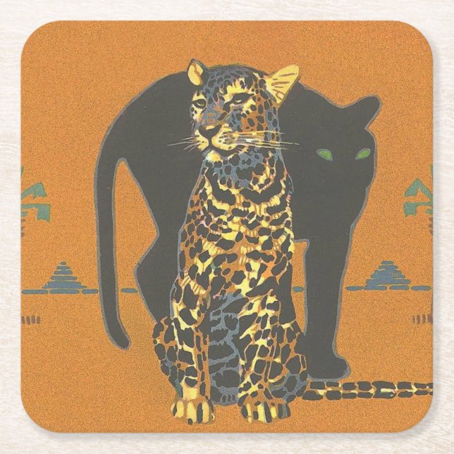 Porta-copo De Papel Quadrado Leopardo e Panther (Frente)