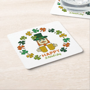 Porta-copo De Papel Quadrado Leprechaun Irlandês, Dia de São Patrício