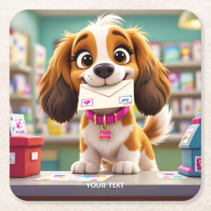 Porta-copo De Papel Quadrado Letra de Posto Fantasy Cute Dog
