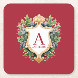 Porta-copo De Papel Quadrado Letra Elegante Monograma de Natal