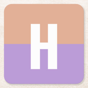 Porta-copo De Papel Quadrado Letra inicial do bloco colorido de legenda Monogra