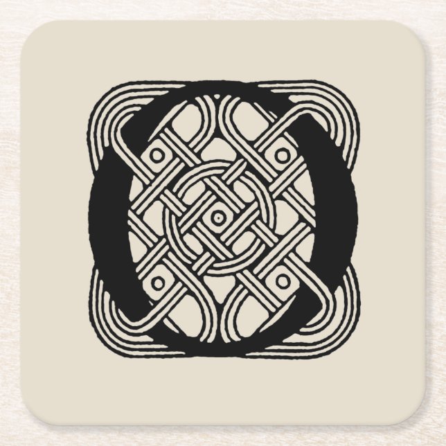 Porta-copo De Papel Quadrado Letra O Monograma Antigo de Nó Celta (Frente)