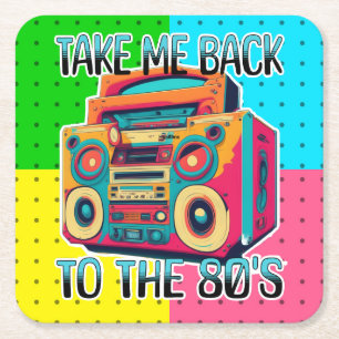 Porta-copo De Papel Quadrado Leve-me de volta aos anos oitenta   Retrovisor