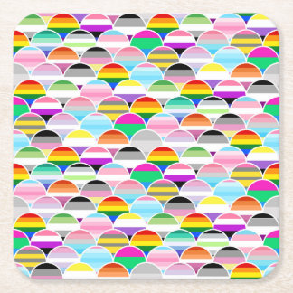 Porta-copo De Papel Quadrado LGBTQIA+ Queer Scalloped Pride Flag Fans