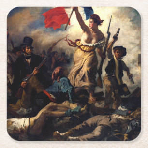 Porta-copo De Papel Quadrado Liberty Liderando as Pessoas, Eugene Delacroix