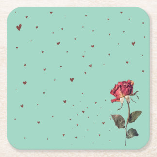 Porta-copo De Papel Quadrado light red rose printed 