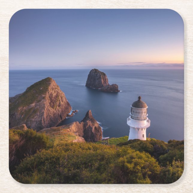 Porta-copo De Papel Quadrado Lighthouses | Lighthouse Cape Brett New Zealand (Frente)
