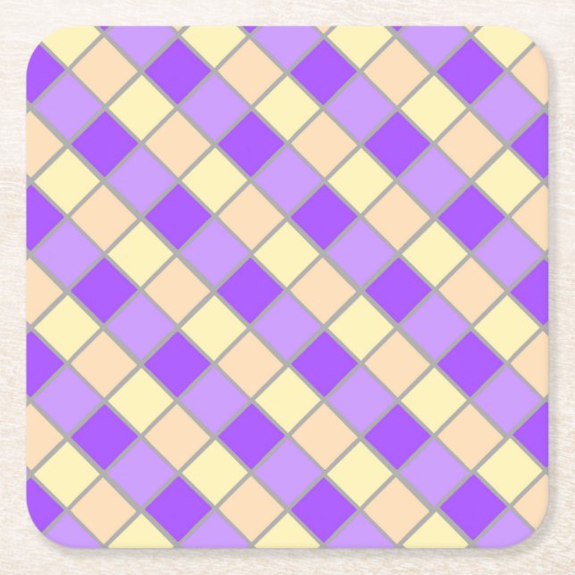 Porta-copo De Papel Quadrado Lilac e Peach (Frente)