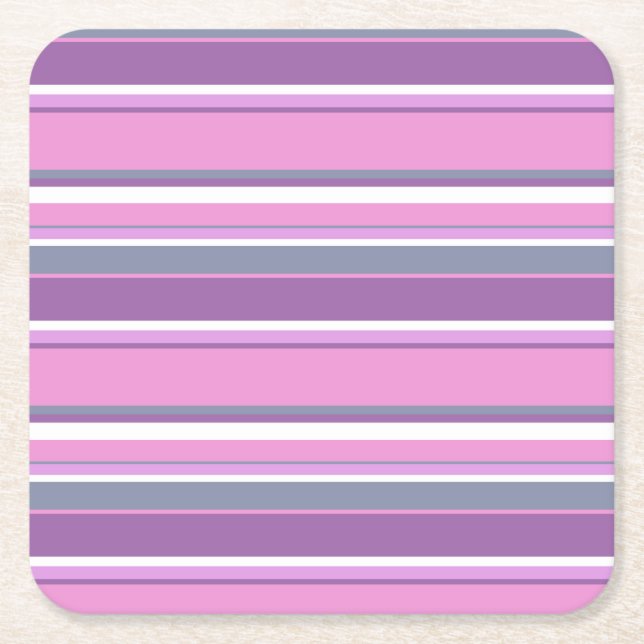 Porta-copo De Papel Quadrado Lilac stripes (Frente)