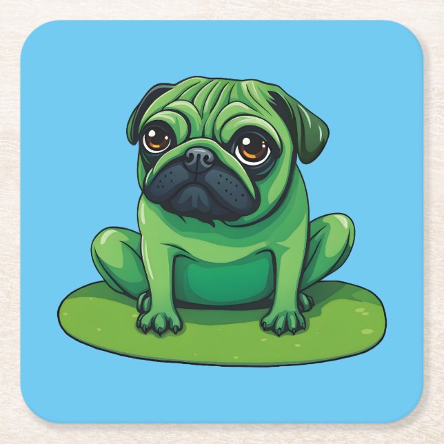 Porta-copo De Papel Quadrado Lili Pug (Frente)