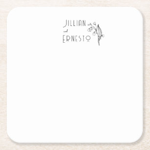 Porta-copo De Papel Quadrado Lily of Valley   Personalização Branca