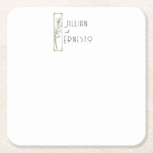 Porta-copo De Papel Quadrado Lily of Valley   Personalização Branca