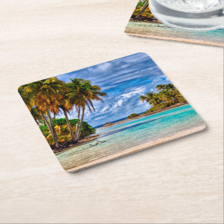 Porta-copo De Papel Quadrado Linda Bonito Summer Havaiana Beach Watercolor