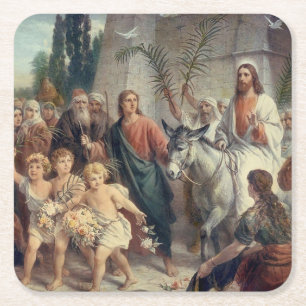 Porta-copo De Papel Quadrado Linda cena religiosa