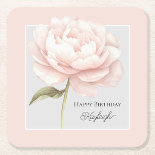 Porta-copo De Papel Quadrado Linda Flor de Rosa Rosa Branca e Rosa Aniversário