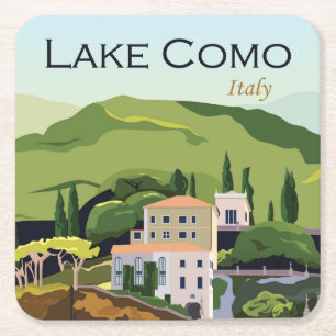 Porta-copo De Papel Quadrado Linda Lago Como Itália
