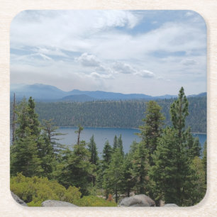 Porta-copo De Papel Quadrado Linda paisagem do Lago Tahoe