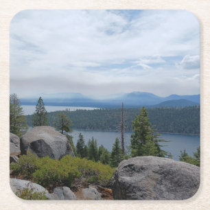 Porta-copo De Papel Quadrado Linda paisagem do Lago Tahoe