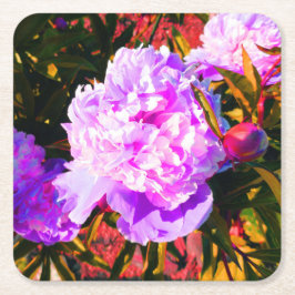 Porta-copo De Papel Quadrado Lindas Peônias Rosadas